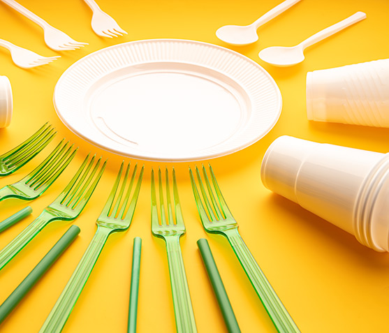 Excess stocks of disposable plastic dishware